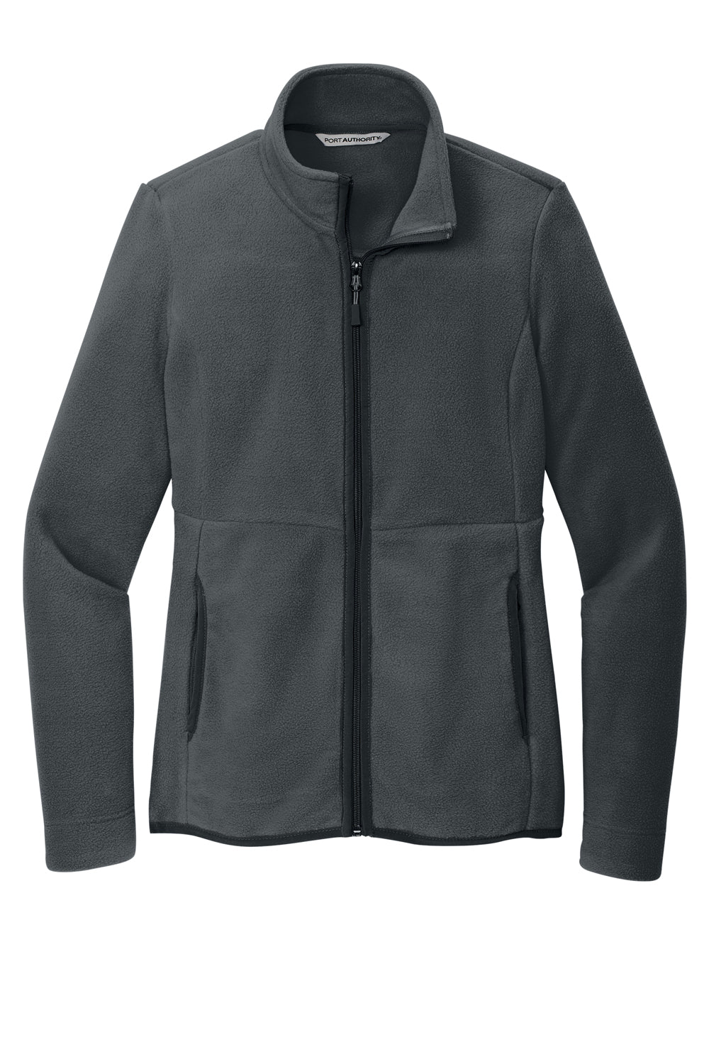 Port Authority L110 Womens Connection Fleece Full Zip Jacket Charcoal Grey Flat Front