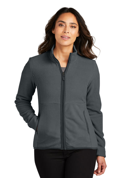 Port Authority L110 Womens Connection Fleece Full Zip Jacket Charcoal Grey Front