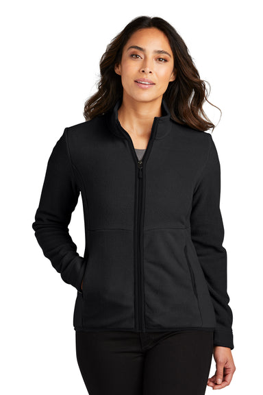 Port Authority L110 Womens Connection Fleece Full Zip Jacket Deep Black Front