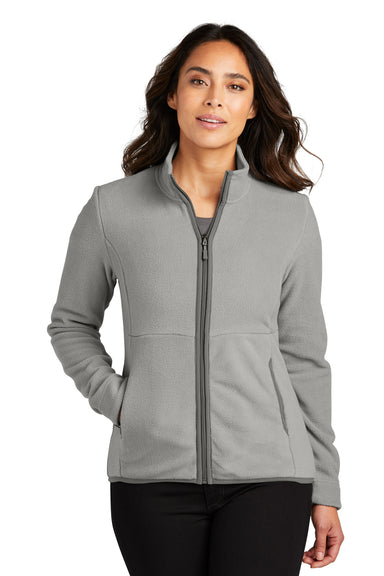 Port Authority L110 Womens Connection Fleece Full Zip Jacket Gusty Grey Front