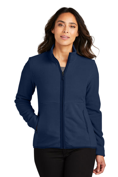 Port Authority L110 Womens Connection Fleece Full Zip Jacket River Navy Blue Front
