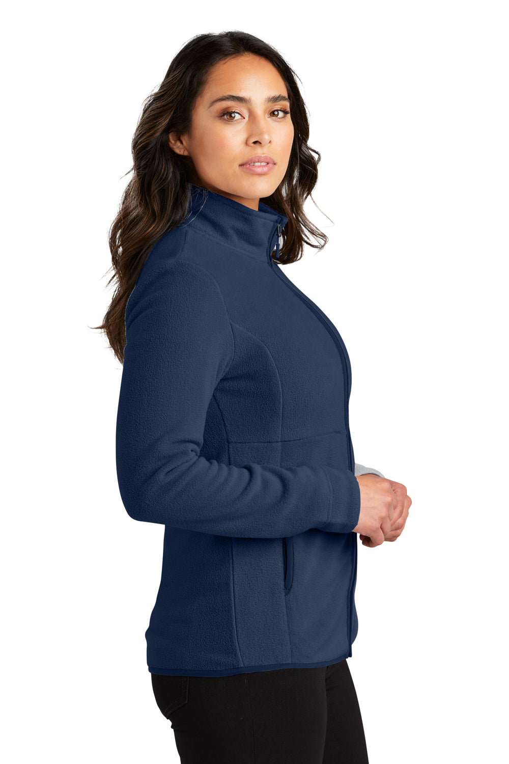 Port Authority L110 Womens Connection Fleece Full Zip Jacket River Navy Blue Side