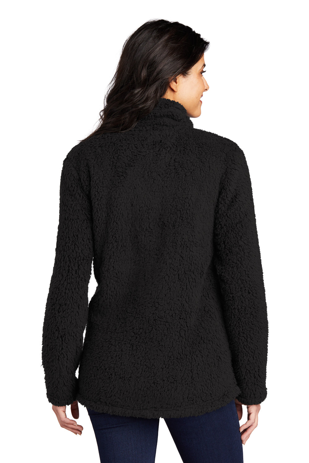 Port Authority Womens Cozy 1/4 Zip Fleece Jacket Black Side