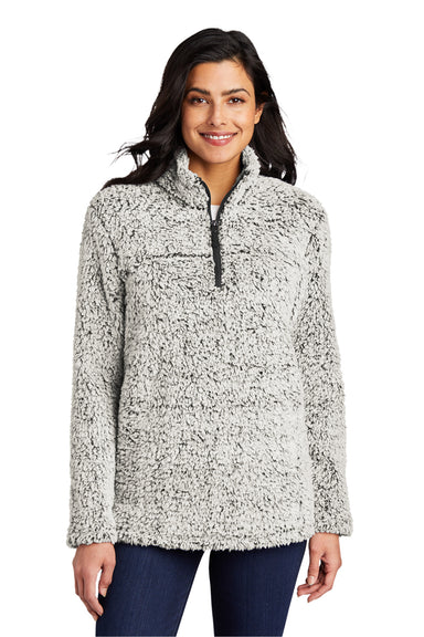 Port Authority Womens Cozy 1/4 Zip Fleece Jacket Heather Grey Front