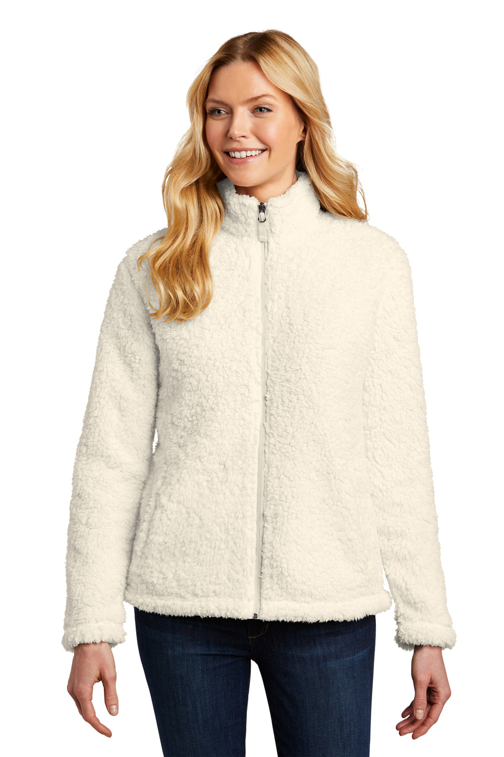 Port Authority Womens Cozy Full Zip Fleece Jacket Marshmallow Front