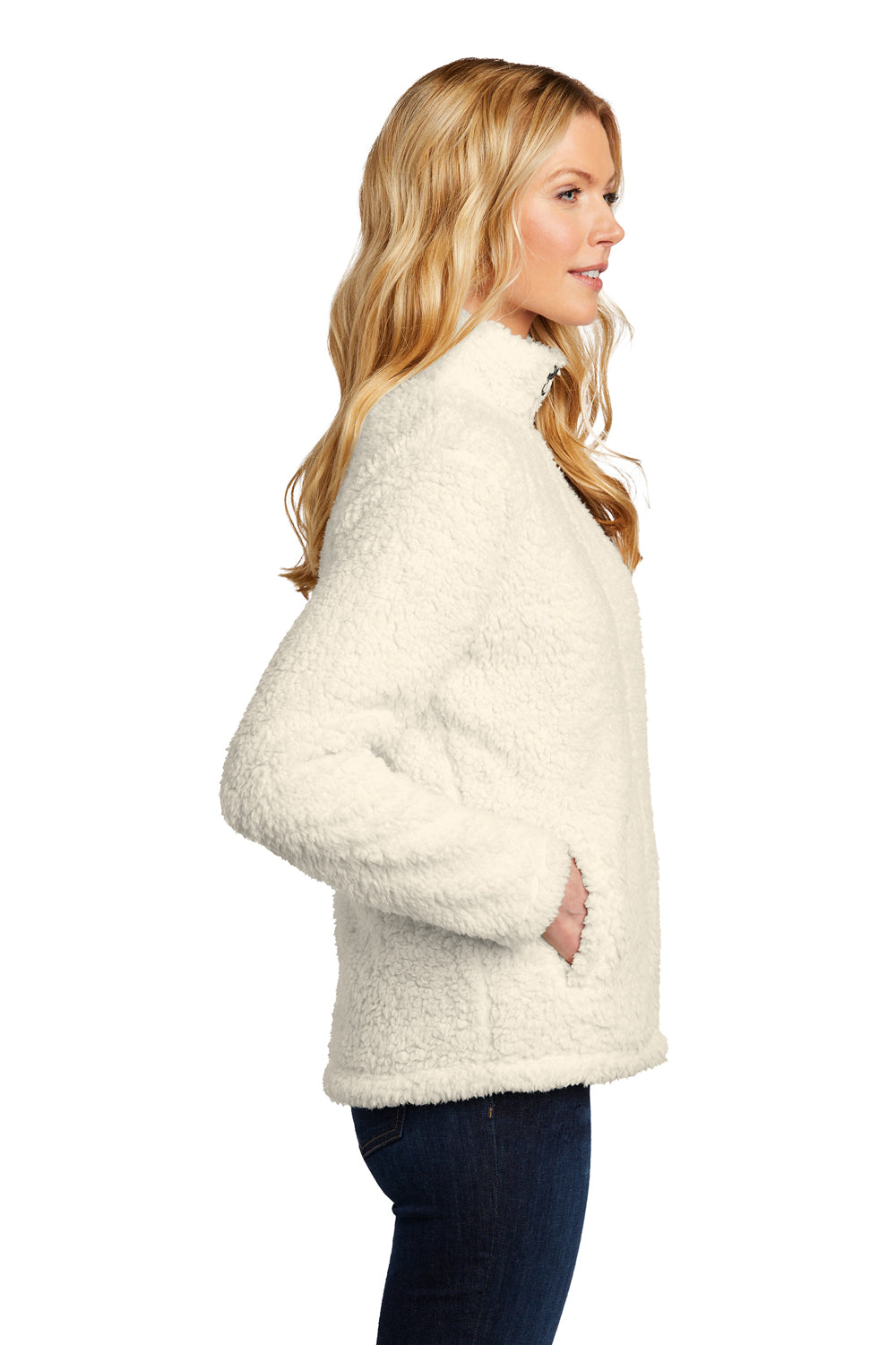 Port Authority Womens Cozy Full Zip Fleece Jacket Marshmallow Side
