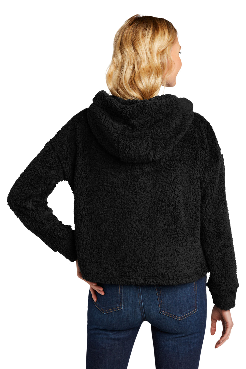 Port Authority Womens Cozy Fleece Hooded Sweatshirt Hoodie Black Side