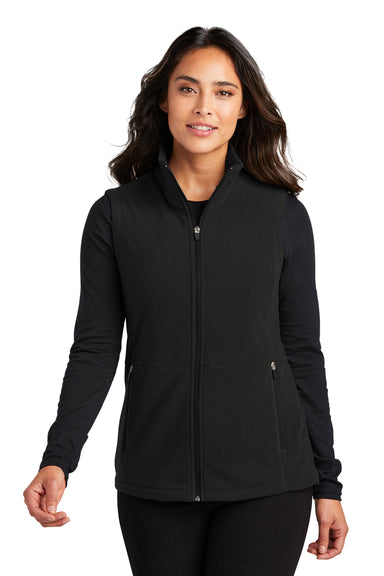 Port Authority L152 Womens Accord Microfleece Full Zip Vest Black Front