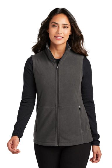 Port Authority L152 Womens Accord Microfleece Full Zip Vest Pewter Grey Front