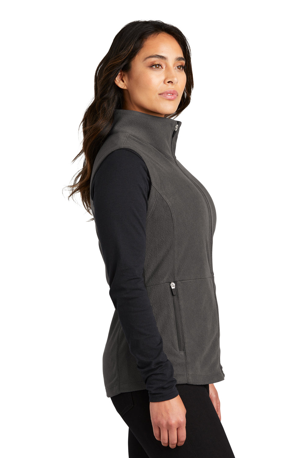 Port Authority L152 Womens Accord Microfleece Full Zip Vest Pewter Grey Side