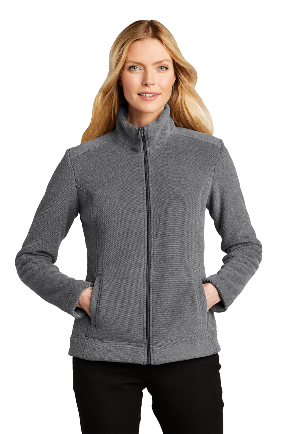 Port Authority Womens Ultra Warm Brushed Fleece Full Zip Jacket Gusty Grey/Sterling Grey Front