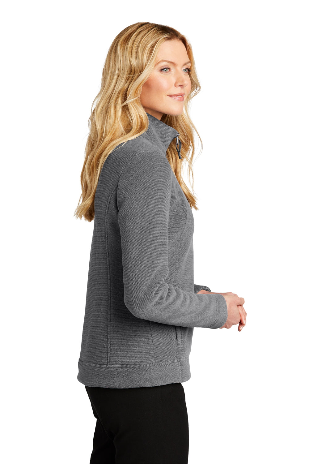 Port Authority Womens Ultra Warm Brushed Fleece Full Zip Jacket Gusty Grey/Sterling Grey Side