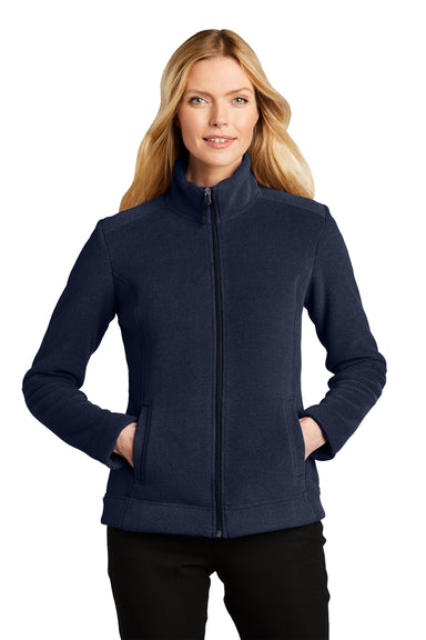 Port Authority Womens Ultra Warm Brushed Fleece Full Zip Jacket Insignia Blue/River Navy Blue Front