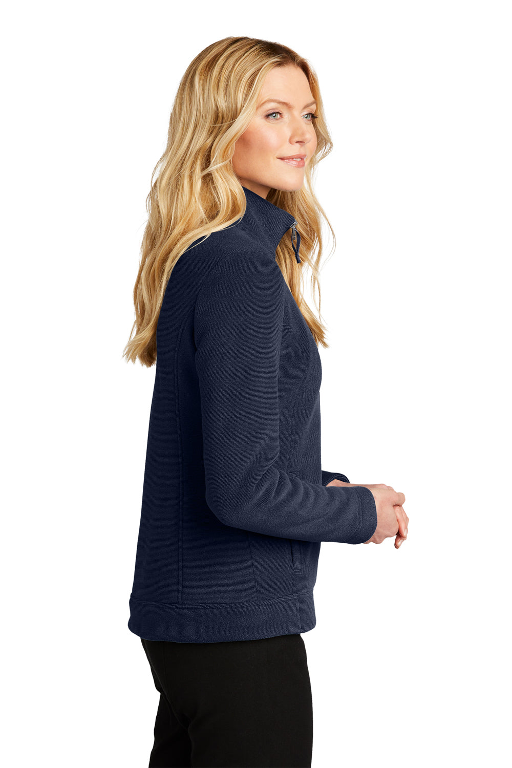 Port Authority Womens Ultra Warm Brushed Fleece Full Zip Jacket Insignia Blue/River Navy Blue Side