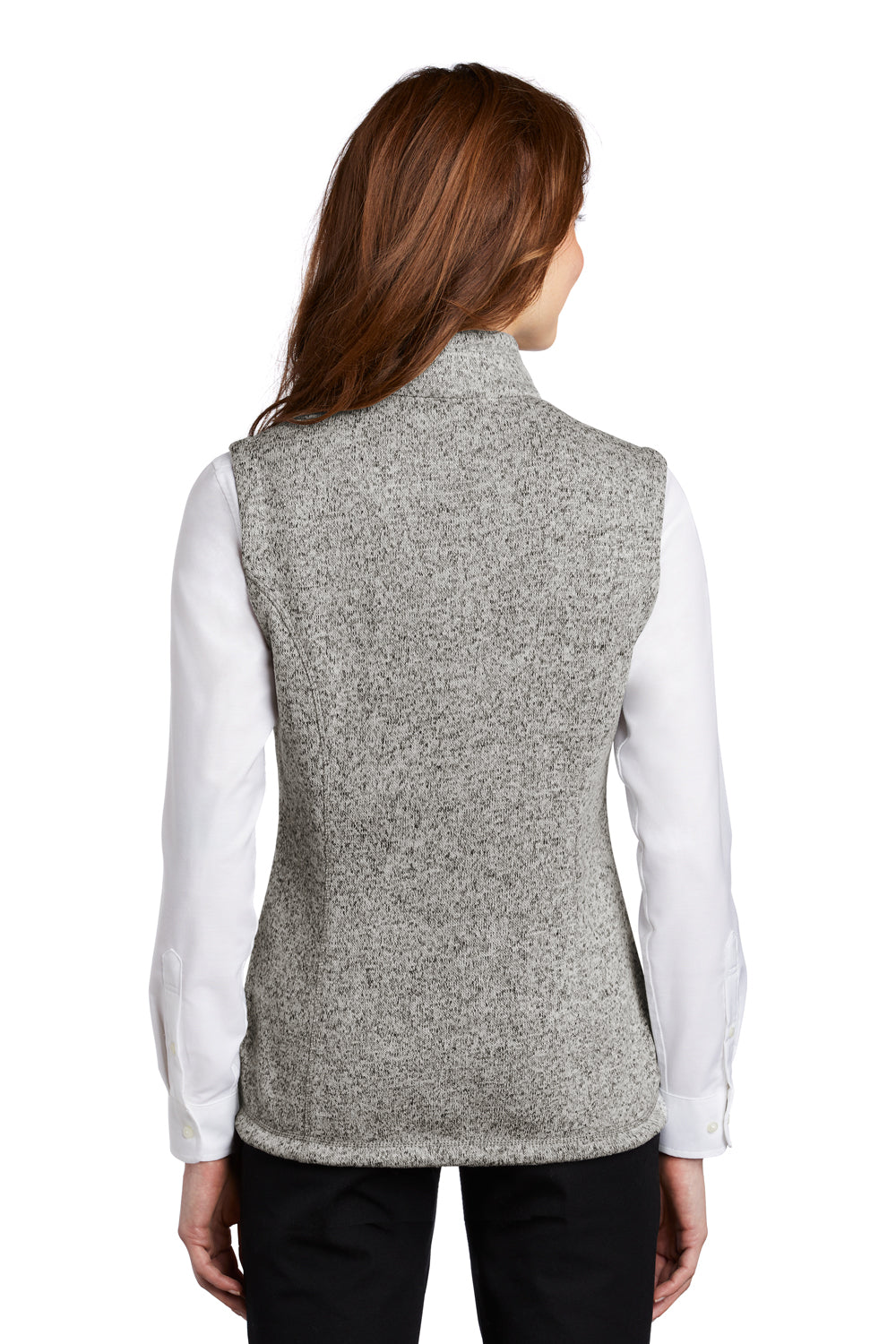 Port Authority Womens Sweater Fleece Full Zip Vest Heather Grey Side