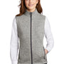Port Authority Womens Sweater Fleece Full Zip Vest - Heather Grey