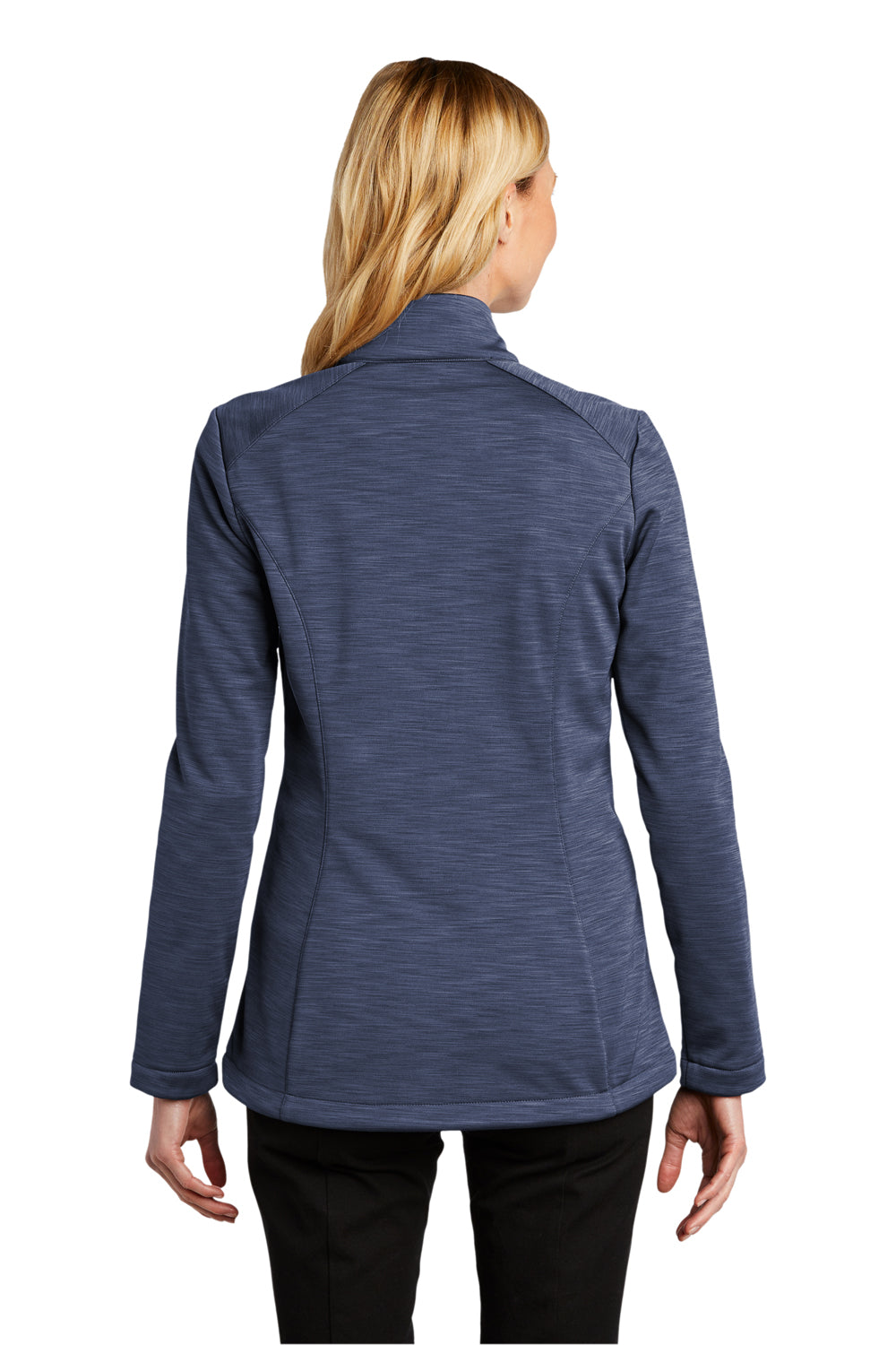 Port Authority Womens Stream Full Zip Jacket Heather Dress Blue Navy Side