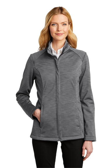 Port Authority Womens Stream Full Zip Jacket Heather Graphite Grey Front
