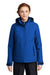 Port Authority Womens Tech Waterproof Full Zip Hooded Jacket Cobalt Blue Front