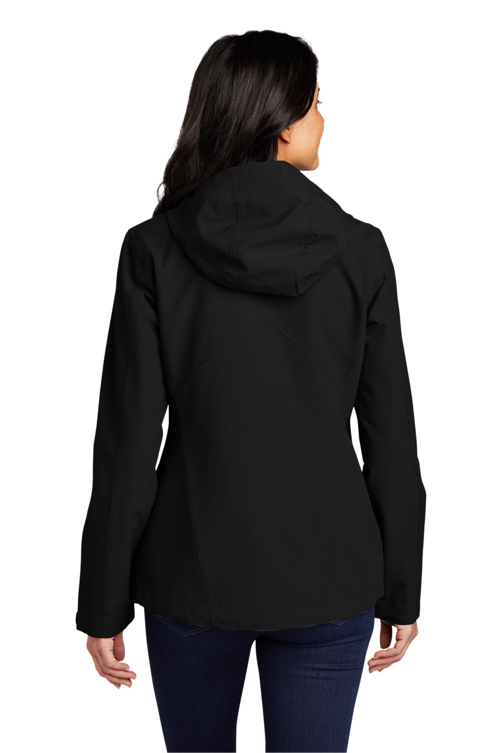Port Authority Womens Tech Full Zip Hooded Rain Jacket Deep Black Side