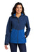 Port Authority Womens Tech Full Zip Hooded Rain Jacket Estate Blue/Cobalt Blue Front