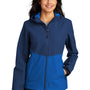 Port Authority Womens Tech Wind & Water Resistant Full Zip Hooded Rain Jacket - Estate Blue/Cobalt Blue - Closeout