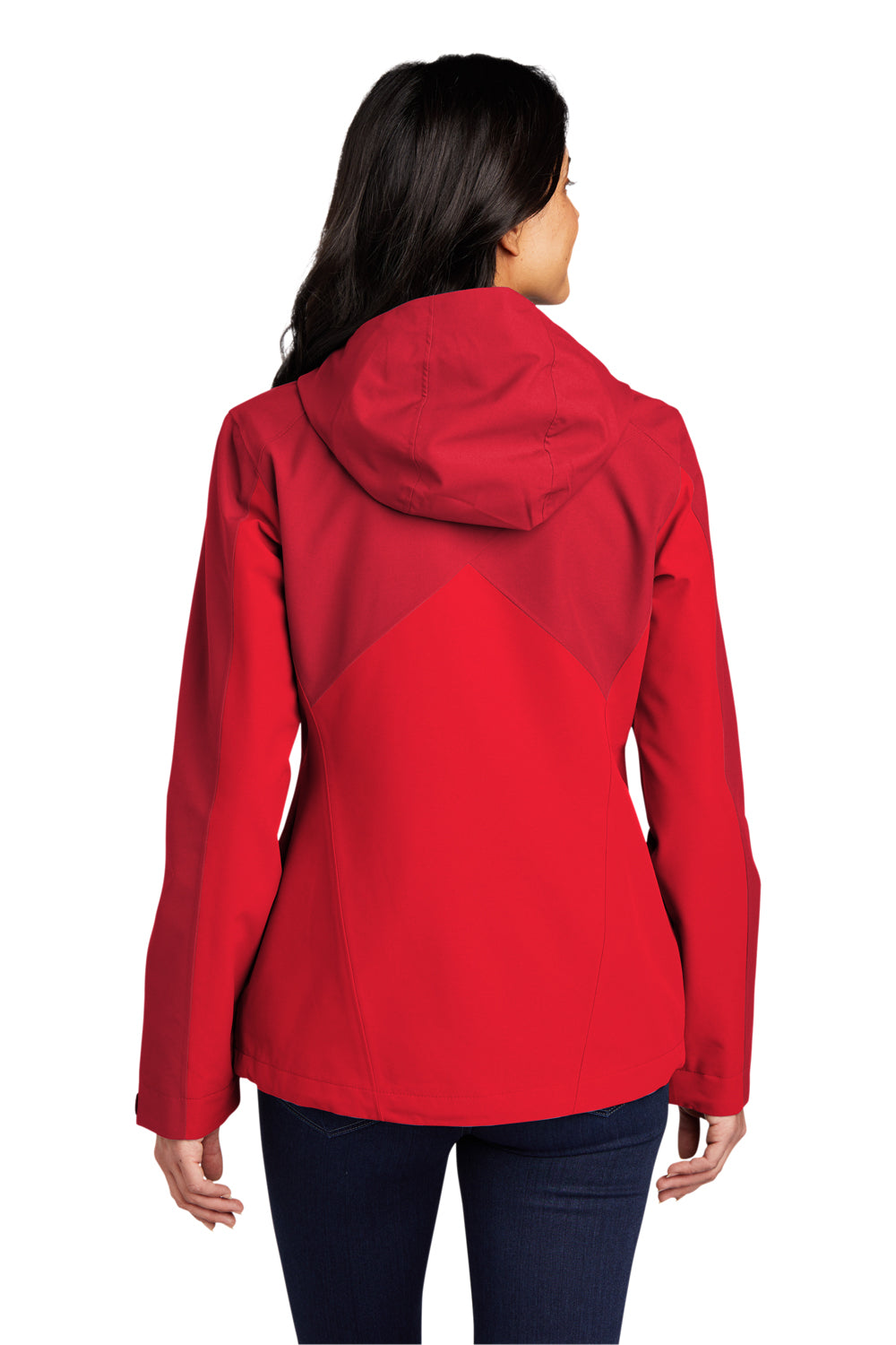 Port Authority Womens Tech Full Zip Hooded Rain Jacket Sangria Red/True Red Side