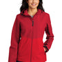 Port Authority Womens Tech Wind & Water Resistant Full Zip Hooded Rain Jacket - Sangria Red/True Red