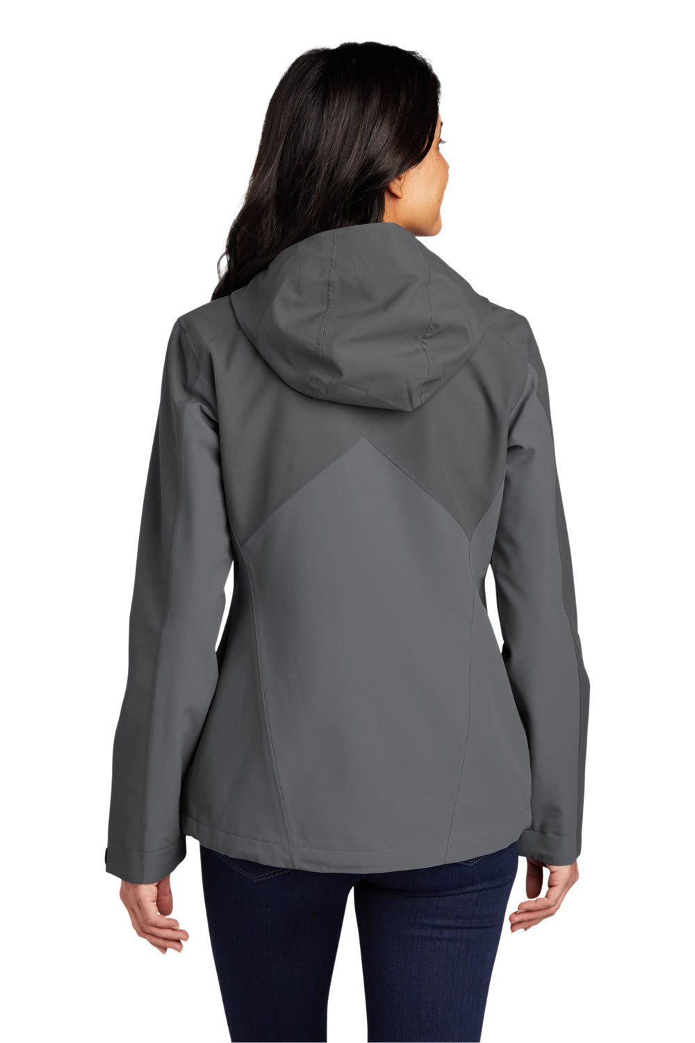 Port Authority Womens Tech Full Zip Hooded Rain Jacket Storm Grey/Shadow Grey Side