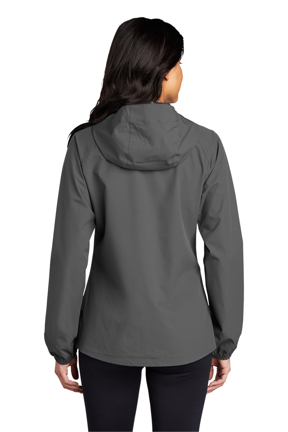Port Authority Womens Essential Full Zip Hooded Rain Jacket Graphite Grey Side