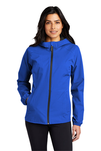 Port Authority Womens Essential Full Zip Hooded Rain Jacket True Royal Blue Front