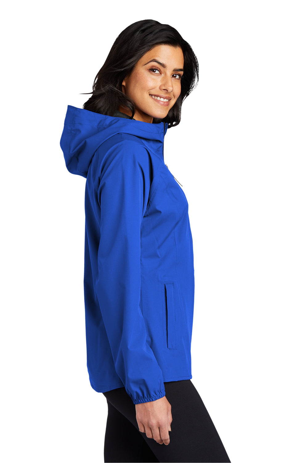 Port Authority Womens Essential Full Zip Hooded Rain Jacket True Royal Blue Side