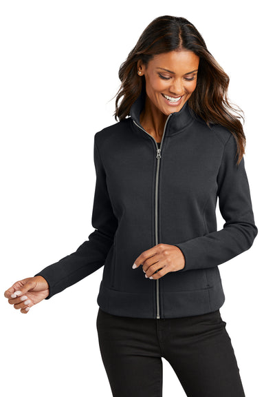 Port Authority L422 Womens Network Fleece Full Zip Jacket Charcoal Grey Front