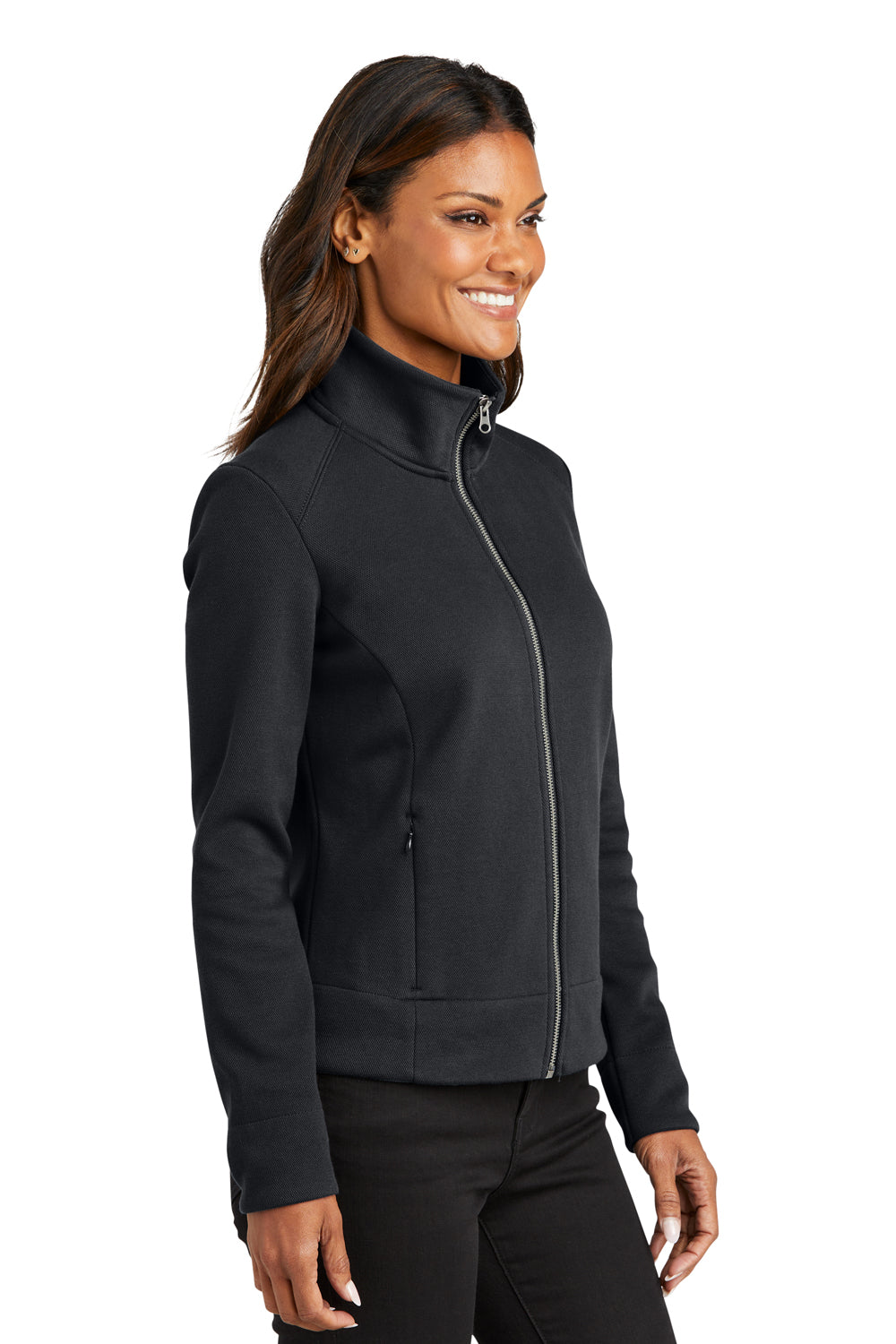 Port Authority L422 Womens Network Fleece Full Zip Jacket Charcoal Grey Side