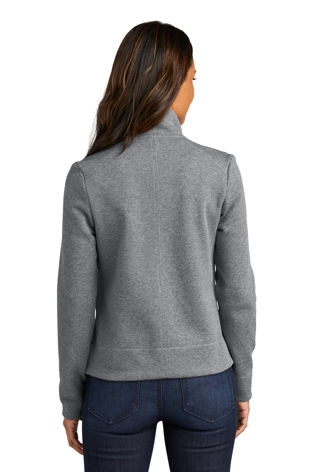 Port Authority L422 Womens Network Fleece Full Zip Jacket Heather Grey Back