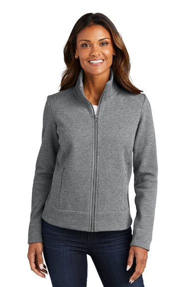 Port Authority L422 Womens Network Fleece Full Zip Jacket Heather Grey Front