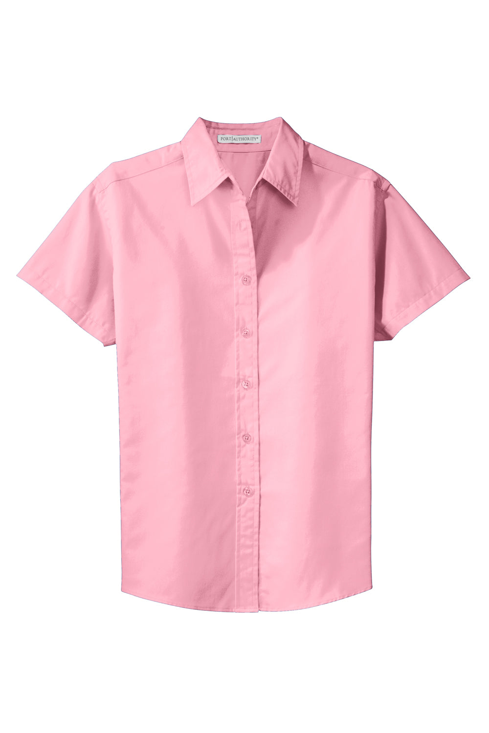Port Authority L508 Womens Easy Care Wrinkle Resistant Short Sleeve Button Down Shirt Light Pink Flat Front