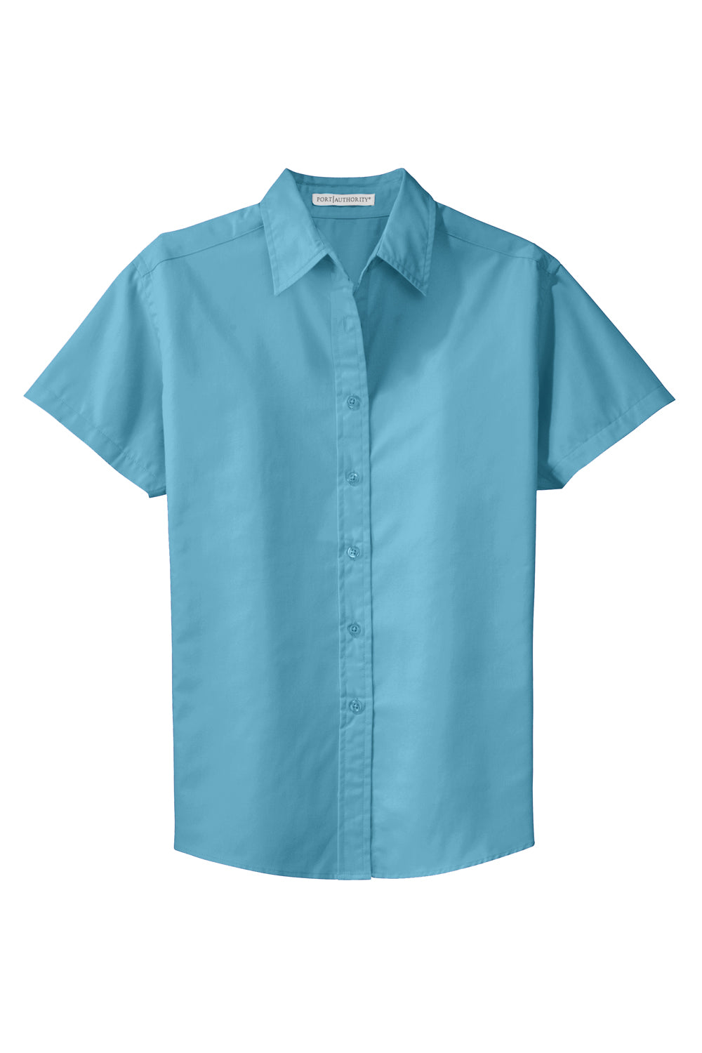 Port Authority L508 Womens Easy Care Wrinkle Resistant Short Sleeve Button Down Shirt Maui Blue Flat Front
