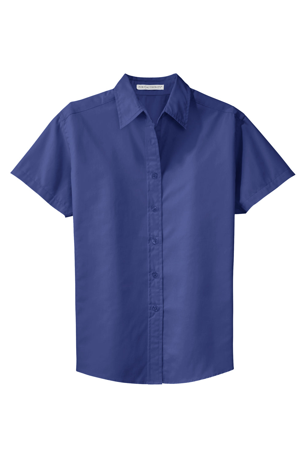 Port Authority L508 Womens Easy Care Wrinkle Resistant Short Sleeve Button Down Shirt Mediterranean Blue Flat Front