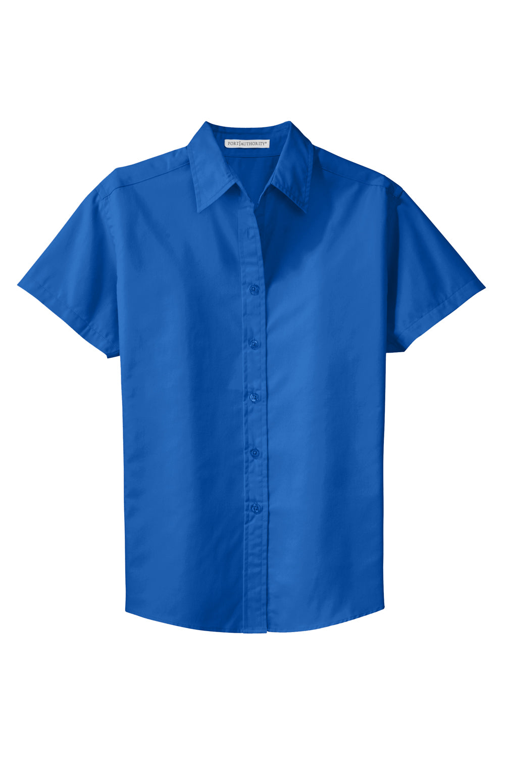 Port Authority L508 Womens Easy Care Wrinkle Resistant Short Sleeve Button Down Shirt Strong Blue Flat Front