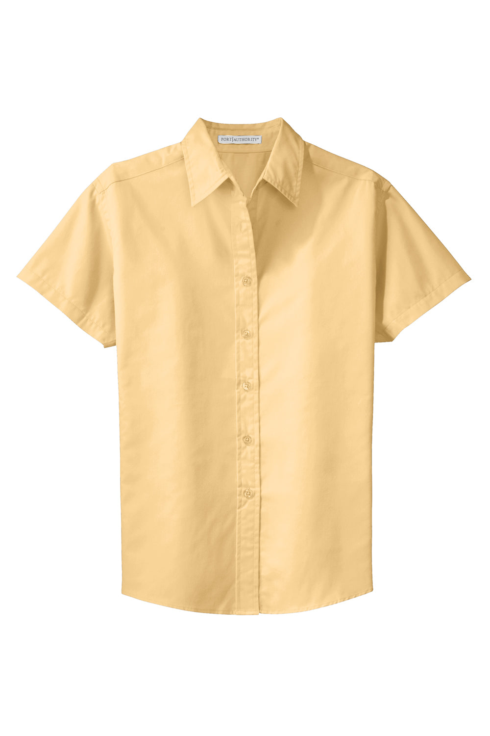 Port Authority L508 Womens Easy Care Wrinkle Resistant Short Sleeve Button Down Shirt Yellow Flat Front