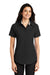 Port Authority L508 Womens Easy Care Wrinkle Resistant Short Sleeve Button Down Shirt Black Front