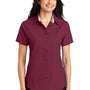 Port Authority Womens Easy Care Wrinkle Resistant Short Sleeve Button Down Shirt - Burgundy