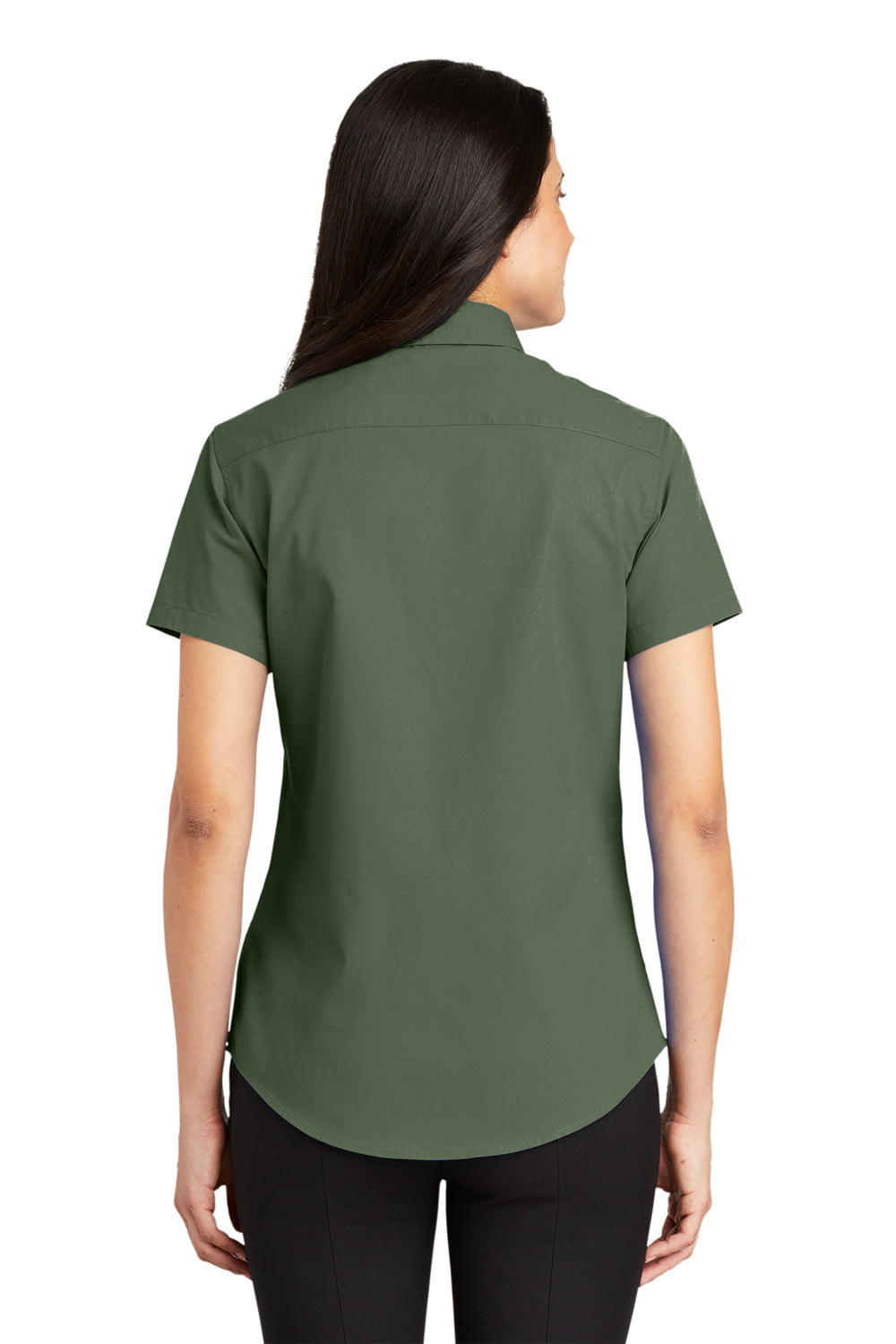 Port Authority L508 Womens Easy Care Wrinkle Resistant Short Sleeve Button Down Shirt Clover Green Back