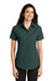 Port Authority L508 Womens Easy Care Wrinkle Resistant Short Sleeve Button Down Shirt Dark Green Front