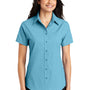 Port Authority Womens Easy Care Wrinkle Resistant Short Sleeve Button Down Shirt - Maui Blue