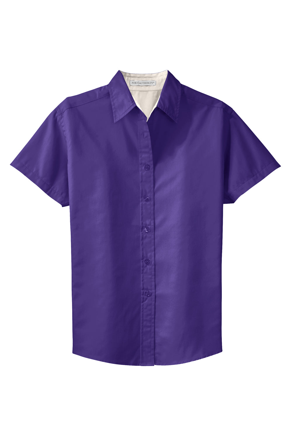 Port Authority L508 Womens Easy Care Wrinkle Resistant Short Sleeve Button Down Shirt Purple Flat Front