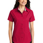 Port Authority Womens Easy Care Wrinkle Resistant Short Sleeve Button Down Shirt - Red
