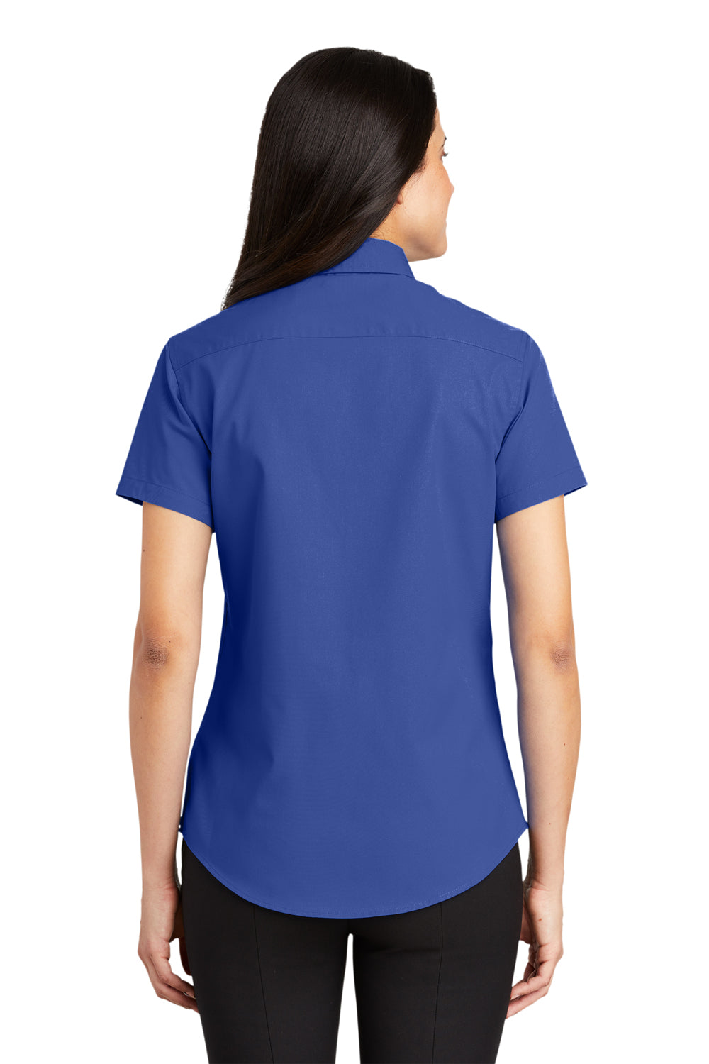 Port Authority L508 Womens Easy Care Wrinkle Resistant Short Sleeve Button Down Shirt Royal Blue Back