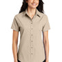 Port Authority Womens Easy Care Wrinkle Resistant Short Sleeve Button Down Shirt - Stone Brown